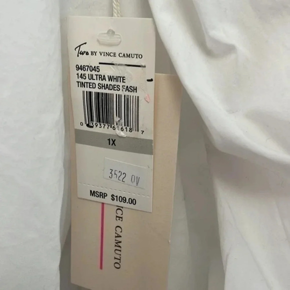 NWT Plus Size Two by Vince Camuto White Embroidered‎ Button-Dow Shirt Size 1X - Picture 7 of 10